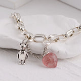 Vintage Sweet Bear Tassel Strawberry Bracelet for Women