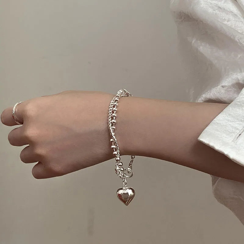 Silver Heart Bracelet Women Accessories LOVE Birthday Jewelry