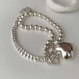 Silver Heart Bracelet Women Accessories LOVE Birthday Jewelry