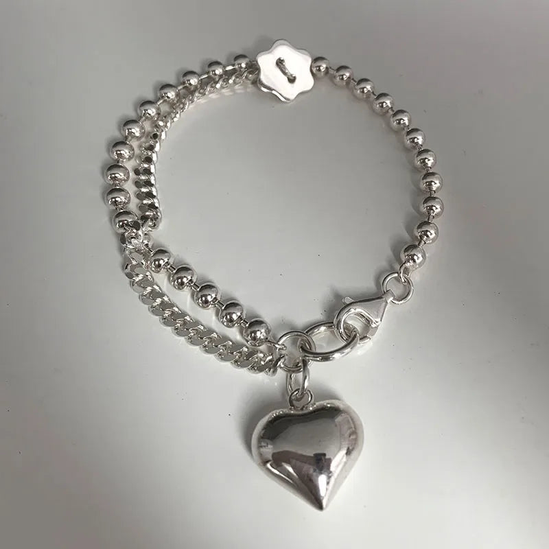 Silver Heart Bracelet Women Accessories LOVE Birthday Jewelry