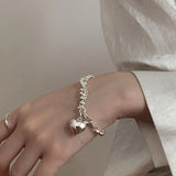 Silver Heart Bracelet Women Accessories LOVE Birthday Jewelry