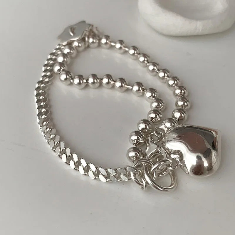 Silver Heart Bracelet Women Accessories LOVE Birthday Jewelry