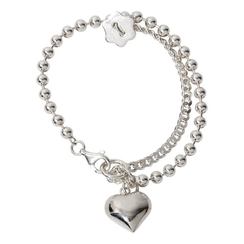 Silver Heart Bracelet Women Accessories LOVE Birthday Jewelry