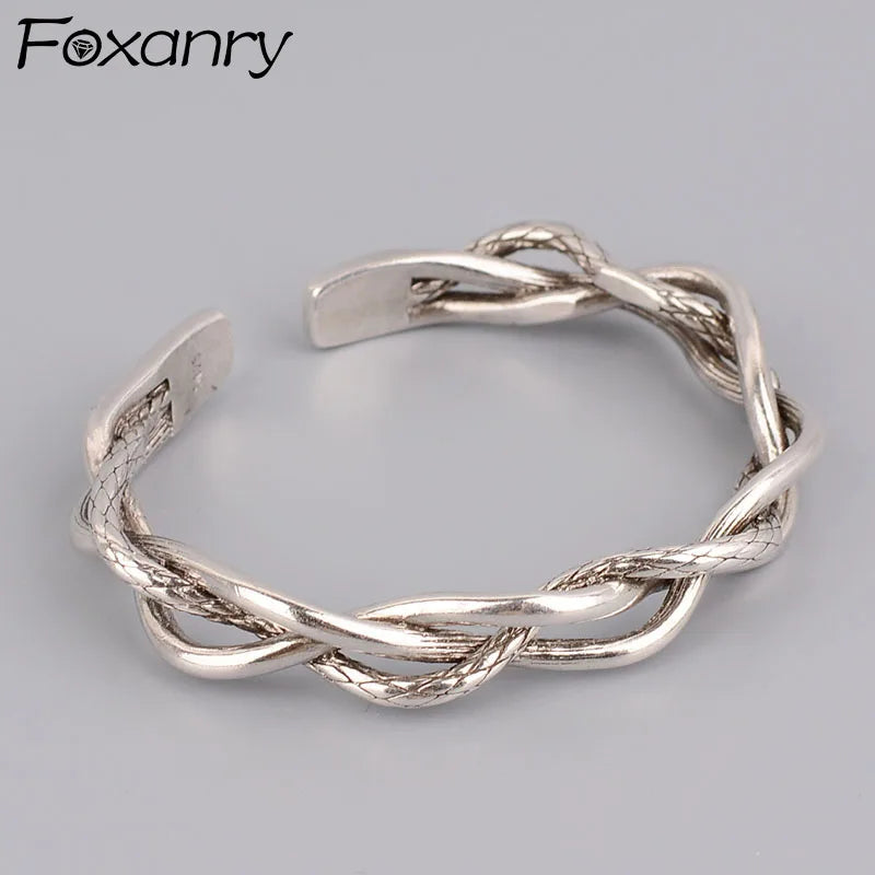 Silver Bracelets Vintage Couples Creative Hollow Wavy Twist Bangles