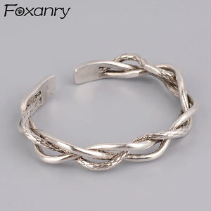 Silver Bracelets Vintage Couples Creative Hollow Wavy Twist Bangles