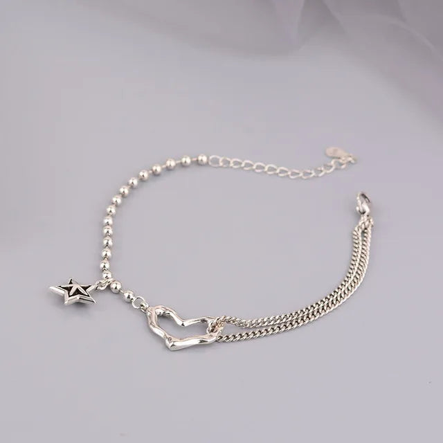 Silver Bracelets Chain LOVE Heart Star Party Jewelry Girl