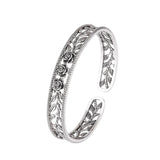 Vintage Hollow Rose Flower Thai Silver Bracelets Charming Bangles