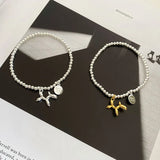 Silver Bead Bracelets with Dog Pendant
