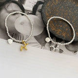Silver Bead Bracelets with Dog Pendant