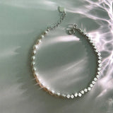 Silver Beaded Bracelet for Women Asymmetric Pearls Chain Party Jewelry