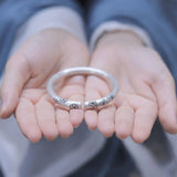 Vintage Flower Pattern Bangle Thai Silver Jewelry
