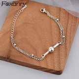 Silver Double Layer Chain Bracelets Vintage Round Shape Geometric Punk