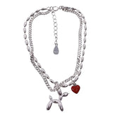 Silver Double Layer Chain Bracelets for Women LOVE Heart Party Jewelry