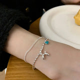Silver Double Layer Chain Bracelets for Women LOVE Heart Party Jewelry