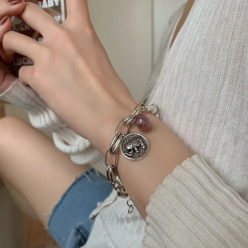 Silver Elephant Bracelet Pink Crystal Party Jewelry