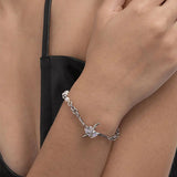 Silver Pearls Bracelets Pink Zircon Bride Jewelry