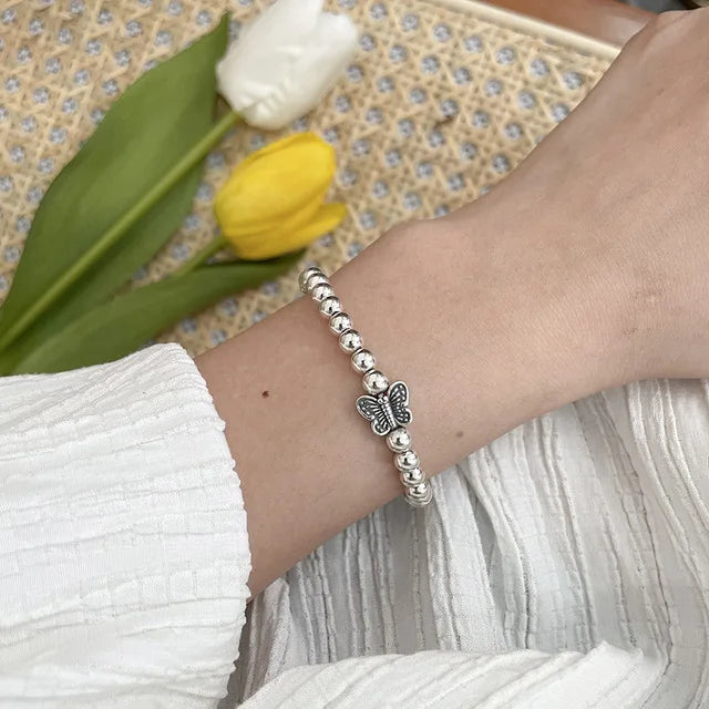 Silver Bead Bracelets LOVE Heart Butterfly Party Jewelry
