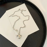 Silver Sweater Necklace Hip Hop Vintage Couples Bear Pin Party