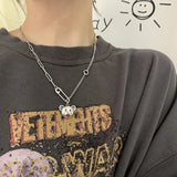 Silver Sweater Necklace Hip Hop Vintage Couples Bear Pin Party