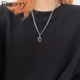 Silver Sweater Necklace Vintage Couple Round Shape Geometric Thai Silver