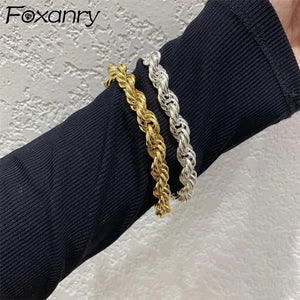 Silver Thick Chain Bracelet Vintage Hip Hop Charming Couple Creative Twist