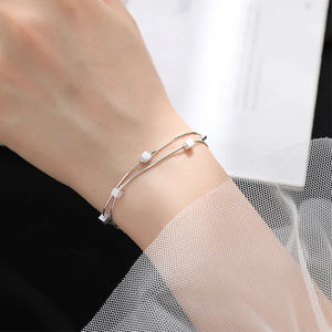 Silver Bracelet Women Double Layer Chain Geometric Party Jewelry