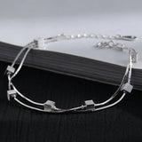 Silver Bracelet Women Double Layer Chain Geometric Party Jewelry