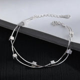 Silver Bracelet Women Double Layer Chain Geometric Party Jewelry