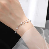 Silver Bracelet Women Double Layer Chain Geometric Party Jewelry