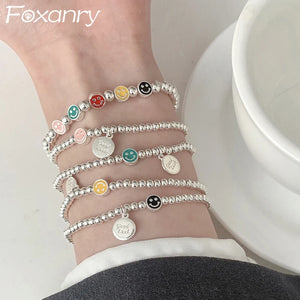 Smiley Face Bead Chain Bracelet Party Jewelry for Women Couples