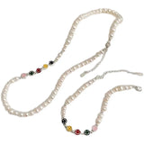 Smiley Face Pearl Chain Bracelet Charm Women Girl Vintage Punk Beach Party