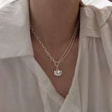 LOVE Heart Asymmetric Chain Necklace for Women