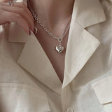 LOVE Heart Asymmetric Chain Necklace for Women