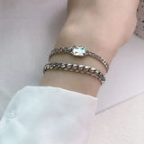 Vintage Stamp Bracelets Couples Geometric Tassel Thai Silver Party Jewelry