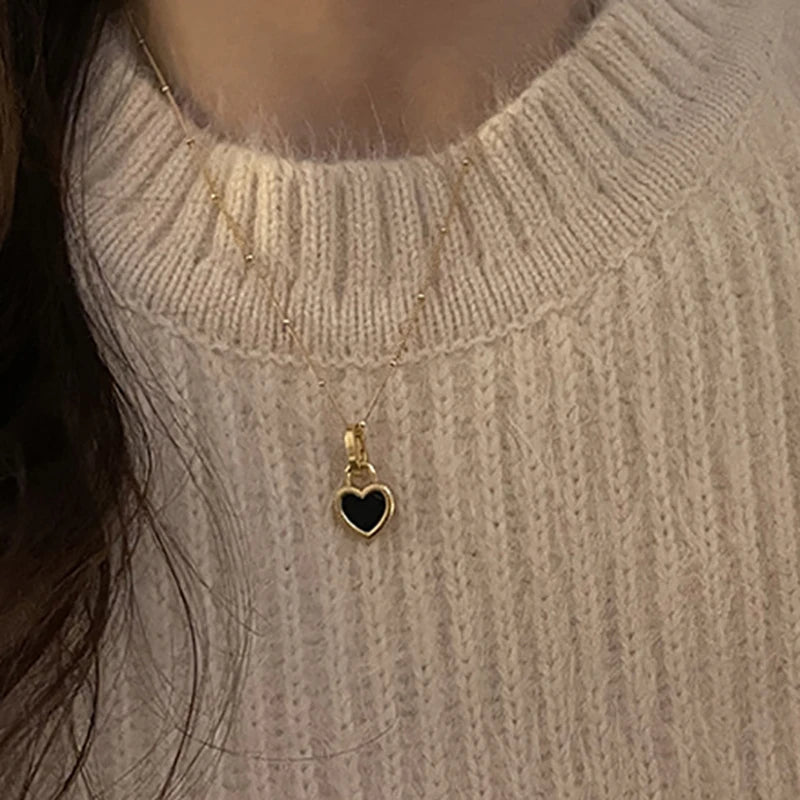 LOVE Heart Sweater Necklace Vintage Clavicle Chain Jewelry