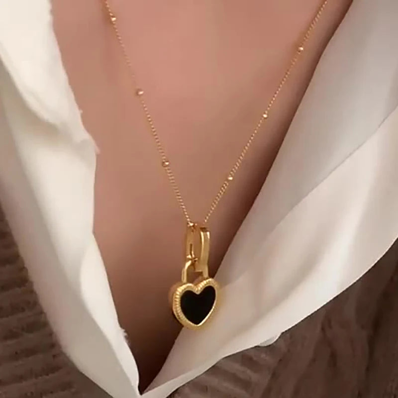 LOVE Heart Sweater Necklace Vintage Clavicle Chain Jewelry