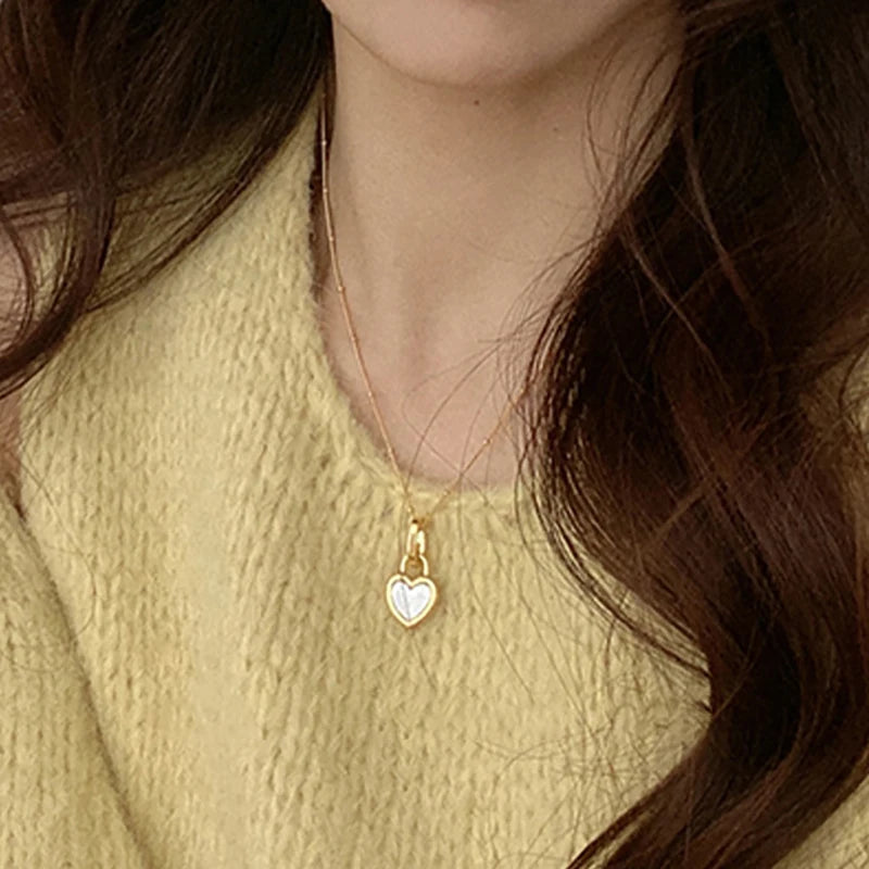 LOVE Heart Sweater Necklace Vintage Clavicle Chain Jewelry