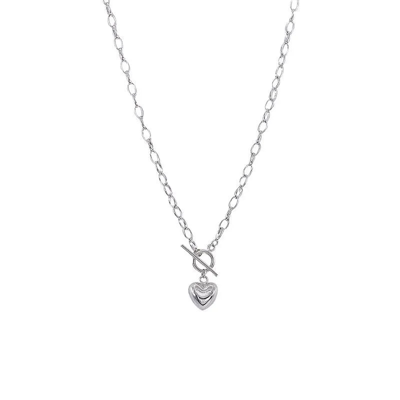 Vintage LOVE Heart Buckle Necklace for Women