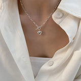 Vintage LOVE Heart Buckle Necklace for Women