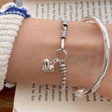 Vintage Punk LOVE Heart Bracelet Charm Women Girl