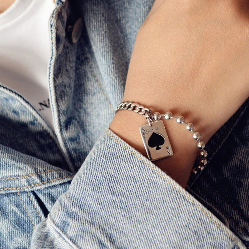 Vintage Punk Poker Bead Chain Brcacelet for Women