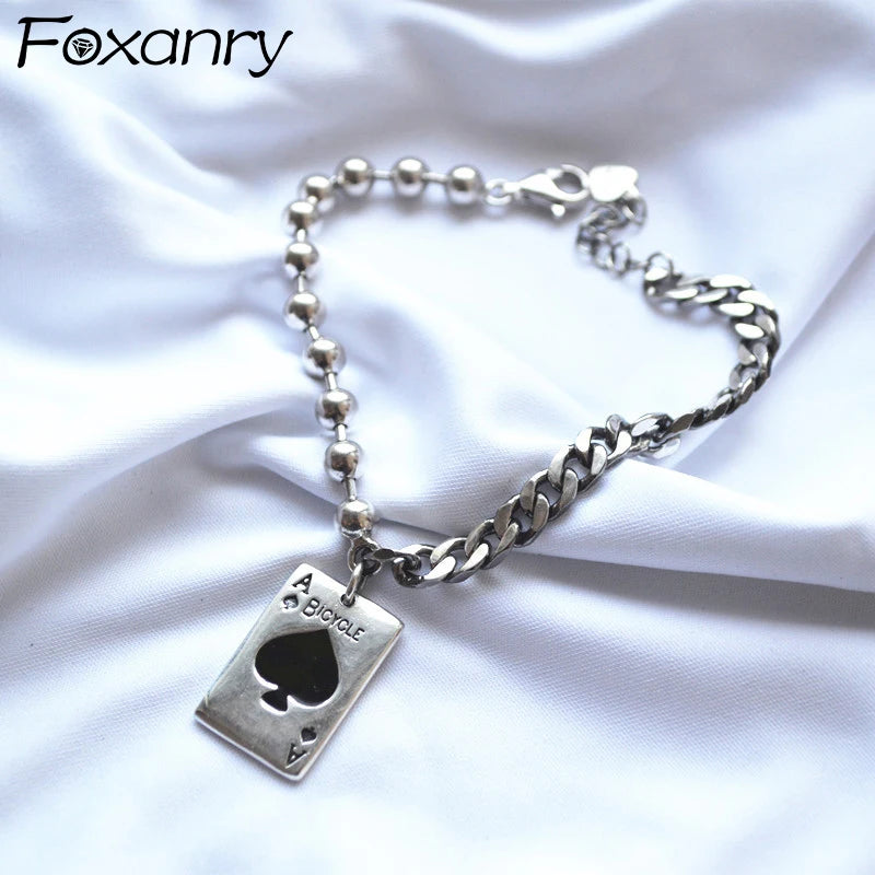 Vintage Punk Poker Bead Chain Brcacelet for Women