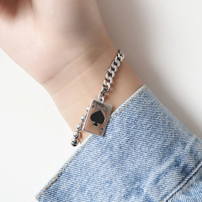 Vintage Punk Poker Bead Chain Brcacelet for Women
