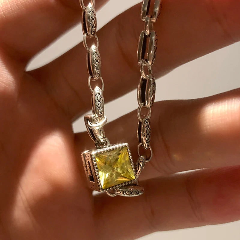 Vintage Punk Purple Zircon Bracelet for Women Couples Geometric