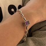 Vintage Punk Purple Zircon Bracelet for Women Couples Geometric