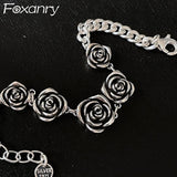 Vintage Punk Rose Flower Chain Bracelet Charm Women Girl Geometric Party Jewelry