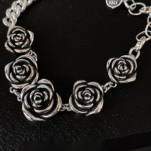 Vintage Punk Rose Flower Chain Bracelet Charm Women Girl Geometric Party Jewelry
