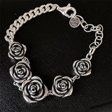 Vintage Punk Rose Flower Chain Bracelet Charm Women Girl Geometric Party Jewelry