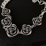 Vintage Punk Rose Flower Chain Bracelet Charm Women Girl Geometric Party Jewelry