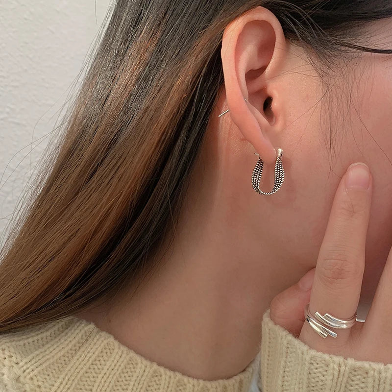 Vintage Punk Silver Earrings for Women